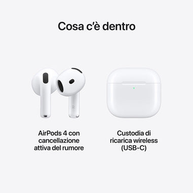 Apple AirPods 4 con custodia di ricarica usb-c e Cancellazione attiva del rumore (quarta generazione 2024)