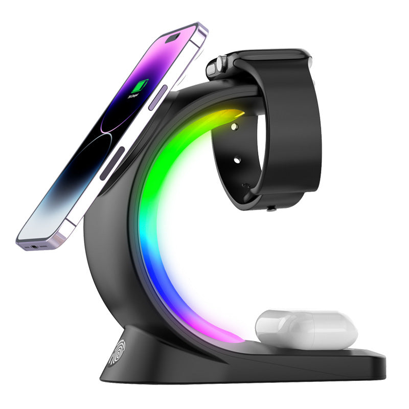 Helmsyde 4 In 1 Stazione Di Ricarica Wireless Pieghevole Con LED – Per IPhone, Apple Watch E AirPods